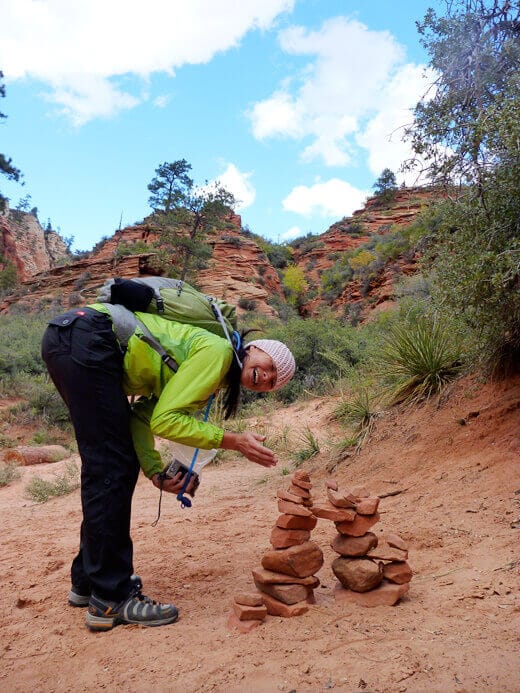 Zion: The Promised Land Building a rock cairn