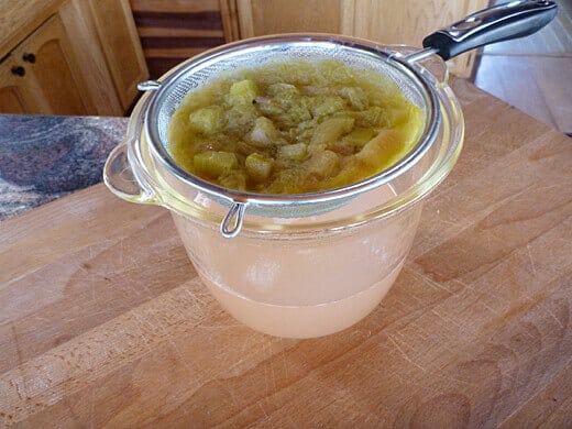 Rhubarb-Vanilla Bean Syrup (and Soda) Strain rhubarb mixture through a fine mesh strainer