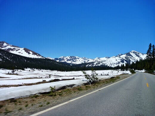Yosemite in July-uary Snowy peaks in Yosemite's high country