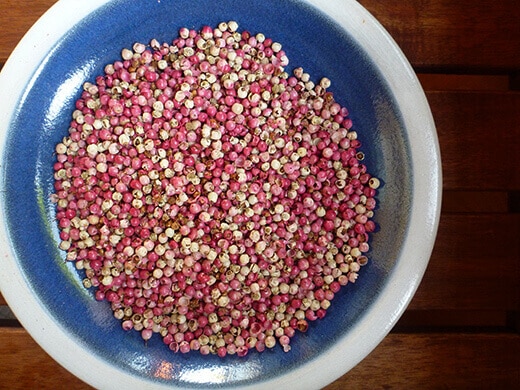 Peruvian Pink Peppercorns Peruvian pepper berries laid out to dry