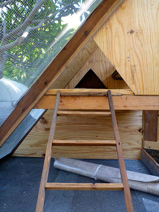 The Nuts and Bolts of the Tiki Coop Ladder built with recycled wooden stakes