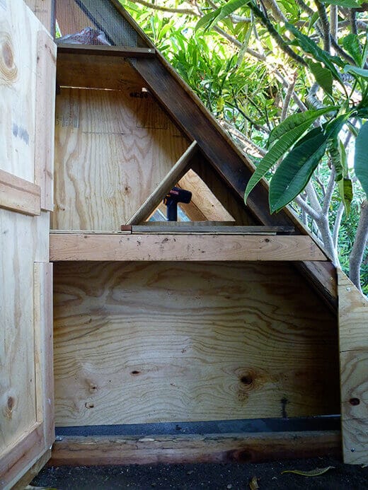 The Nuts and Bolts of the Tiki Coop Egg box and storage area