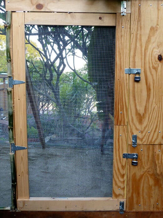The Nuts and Bolts of the Tiki Coop Four locks on the main door