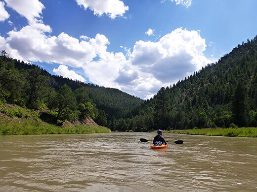 Kayak Camping on the Rio Chama Paddling through the evergreen-filled Chama Canyon