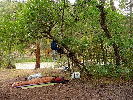 Kayak Camping on the Rio Chama Napping in the open-air lounge