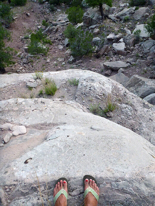 Kayak Camping on the Rio Chama Scrambling up a cliff