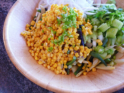 Three Bean Summer Salad Mix in sweet corn kernels