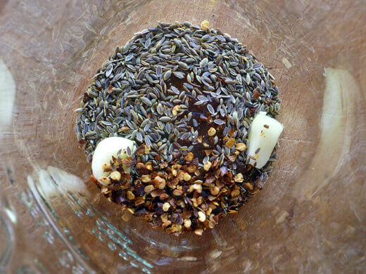 Pickled Dilly Beans Fill jar with spices