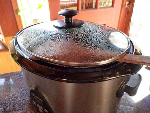 Prop the lid open slightly and heat on low for eight hours