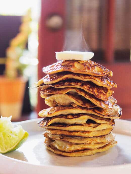 Two-ingredient pancakes with lime and honey