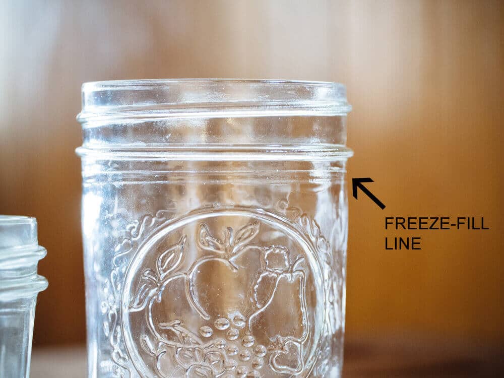 How to Safely Freeze Liquids in Mason Jars 3 Freeze-fill line on regular-mouth half-pint mason jar