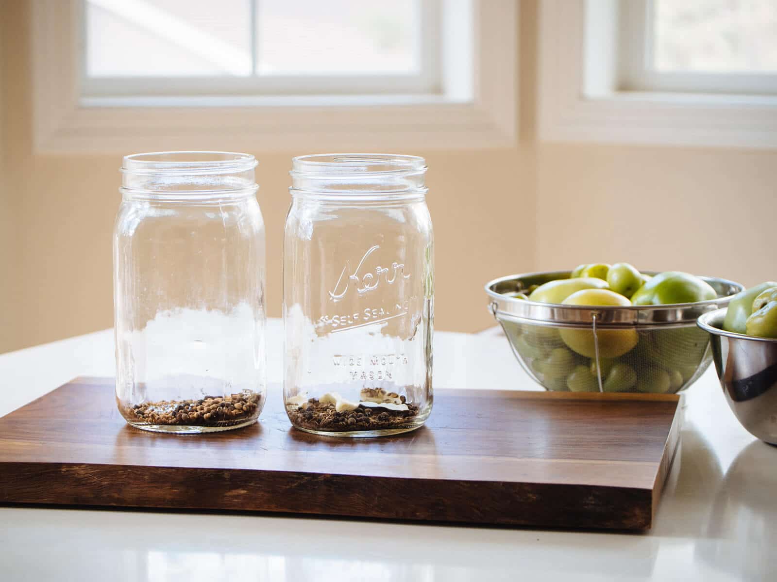 Bubble the jars with a chopstick to release trapped air bubbles