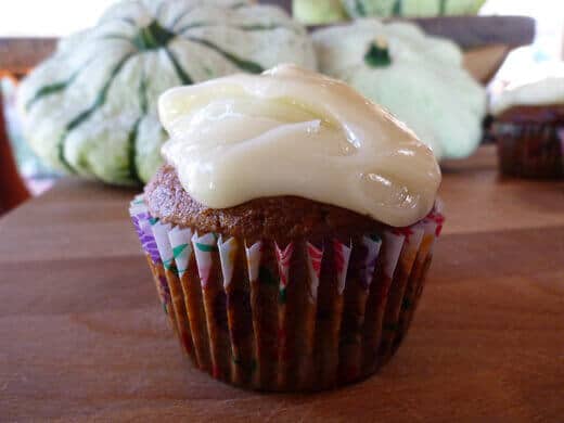 Sweet summer squash cupcake with cream cheese frosting