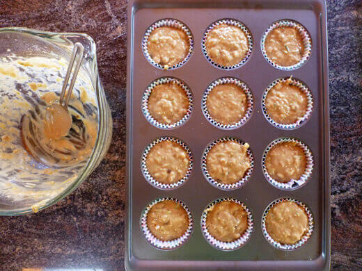 Divide batter evenly among a lined muffin pan