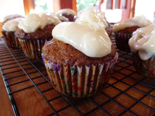 Sweet summer squash cupcake with cream cheese frosting