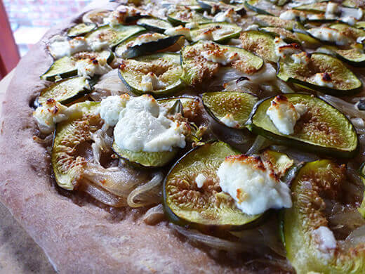 Roasted fig pizza with caramelized onion and goat cheese