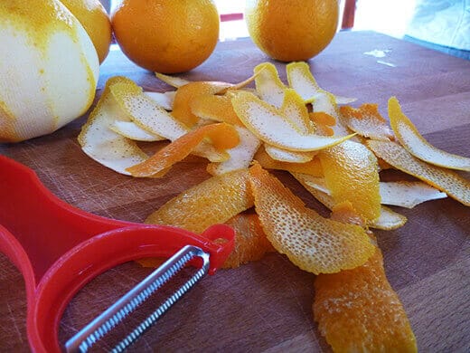 Peel off skin with a serrated peeler