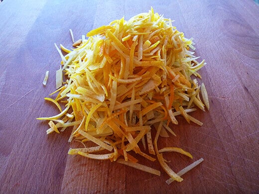 Sliced orange and grapefruit peels