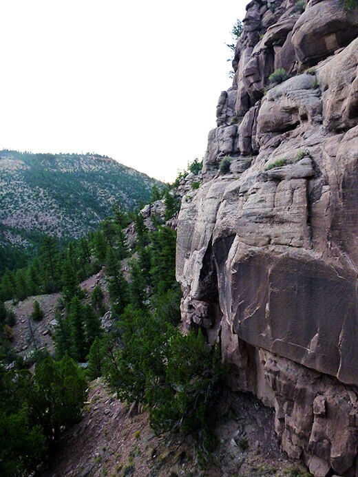 The steep walls of Chama Canyon
