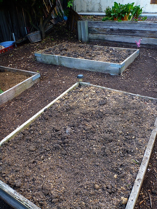 Compost-covered raised beds