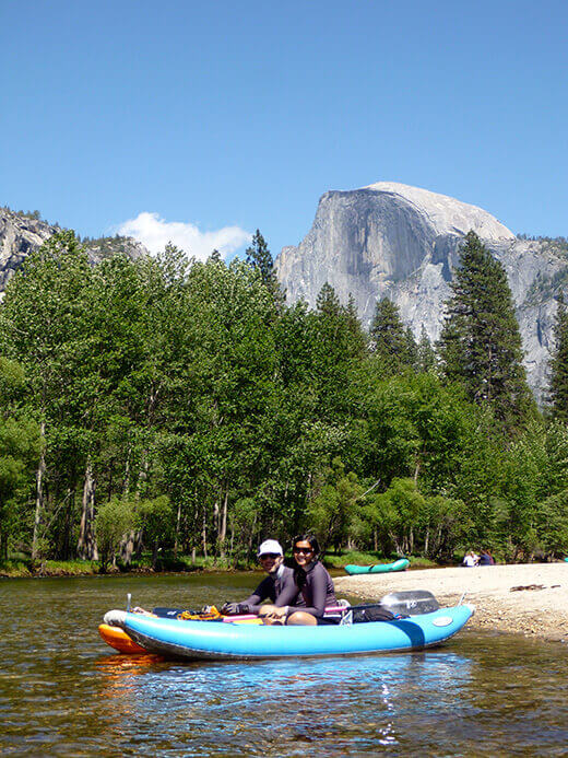 Kayakers in front of Half Dome