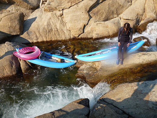 Rapids and rock slides on the river