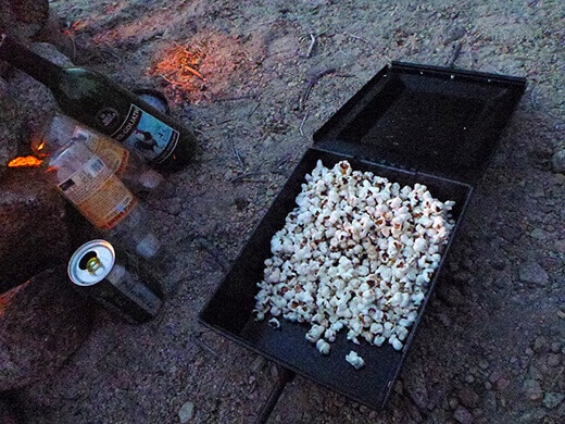 Freshly popped popcorn at camp
