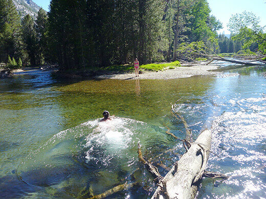 Taking a dip in the river