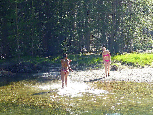 Taking a dip in the river