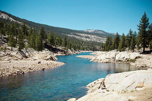 South Fork San Joaquin River flowing into Florence Lake