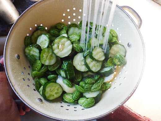 Rinse cucumbers