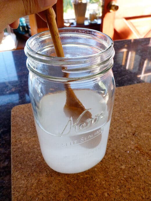 Dissolve salt in water to make the brine
