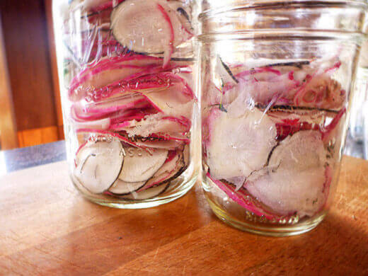 Pack radishes into jars