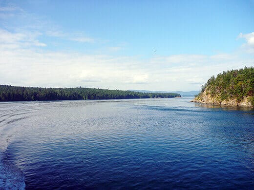 Passing the Gulf Islands and San Juan Islands through Haro Strait.