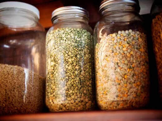 Jars of grains and legumes