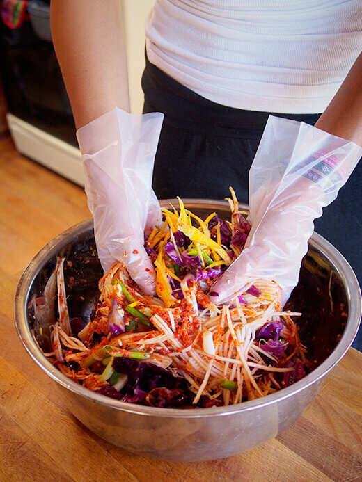 Toss the veggies with sauce