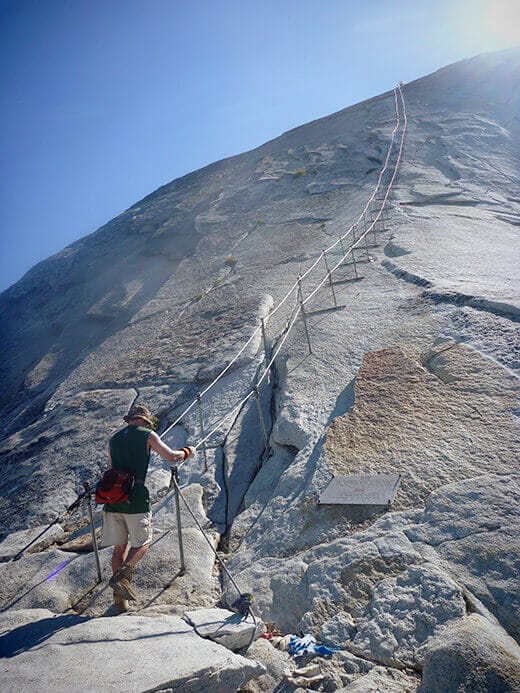 Climbing the cables on Half Dome