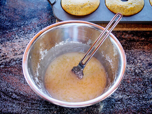 Whisk together lemon juice and powdered sugar to make a thin glaze