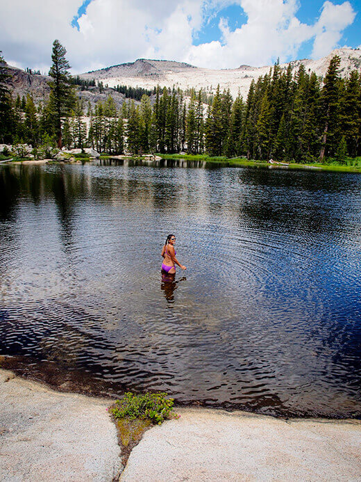 Taking a dip in Raisin Lake