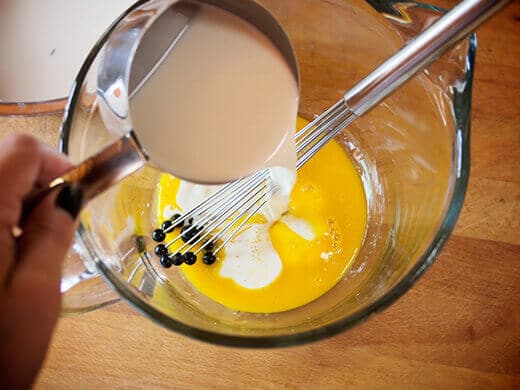 Temper ice cream with milk mixture