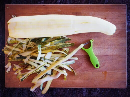 Peel very mature zucchini