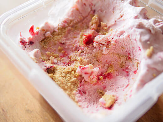 Homemade cranberry cheesecake ice cream