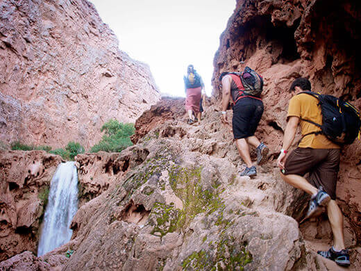 Hiking out of Mooney Falls