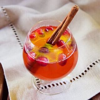 Mulled cranberry apple cider with bourbon