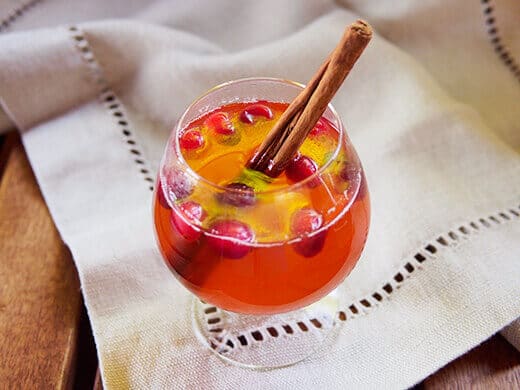 Mulled cranberry apple cider with bourbon