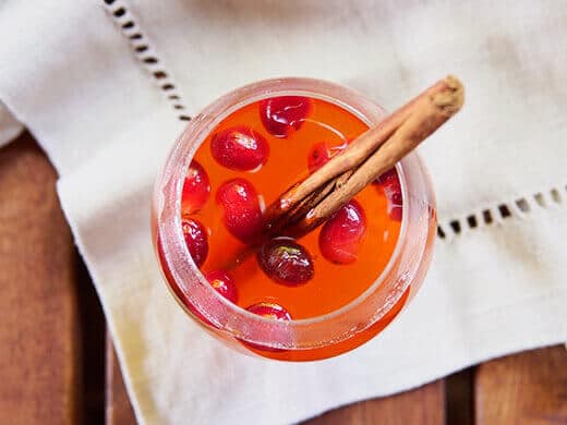 Mulled cider with stewed cranberries