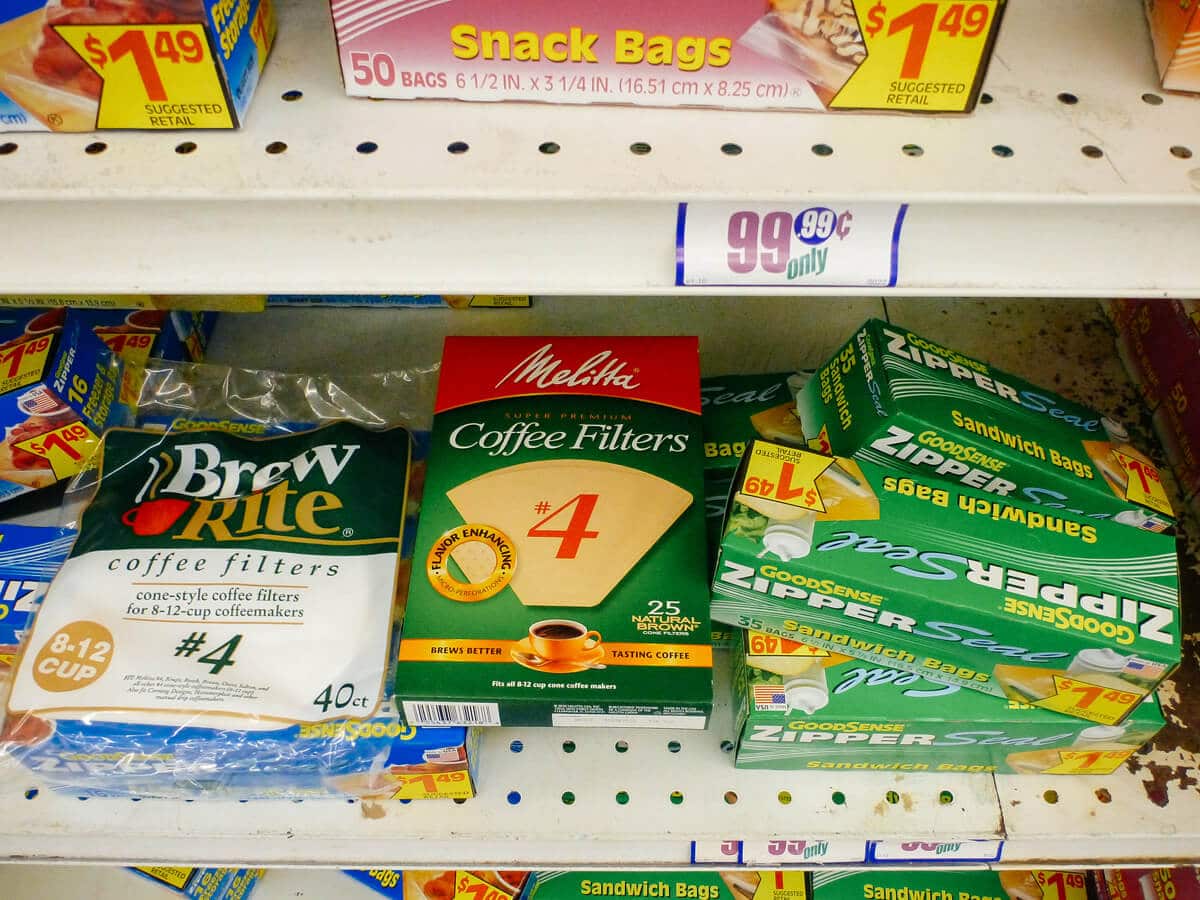 Coffee filters and zip-top bags