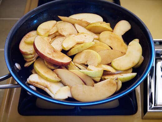 Cook apples in butter and brown sugar