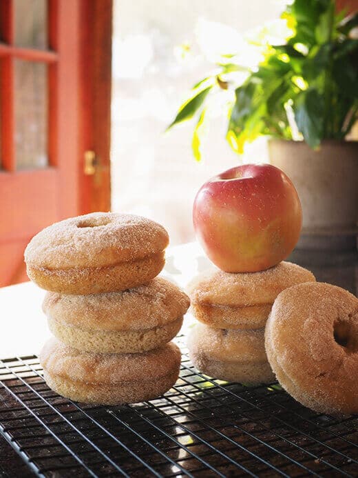 Baked cinnamon-applesauce donuts