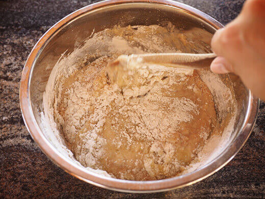 Incorporate applesauce into batter